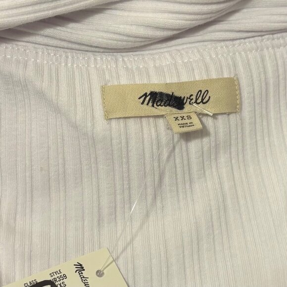 Madewell White Off-The-Shoulder Ribbed Tank Top XXS - Picture 3 of 4